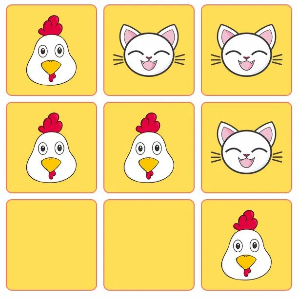 Goolge Tic-Tac-Toe Poki Game: Rooster vs Cat
