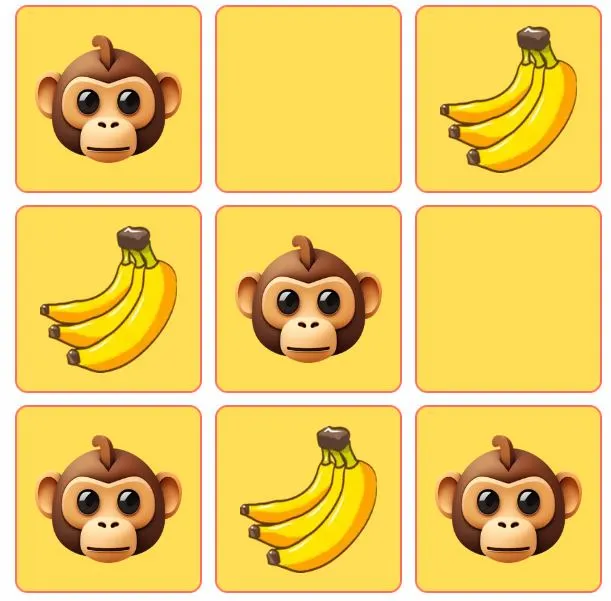 Tic-Tac-Toe Game: Monkey and Banana- pokigames