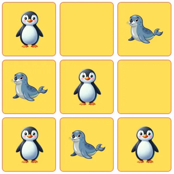 Tic-Tac-Toe Game: Penguin vs Seal -poki-games